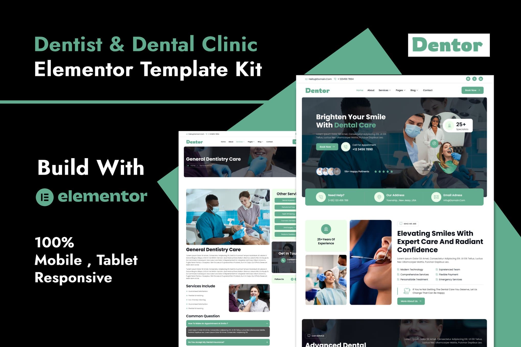 Dentor - Dentist & Dental Care Elementor Template