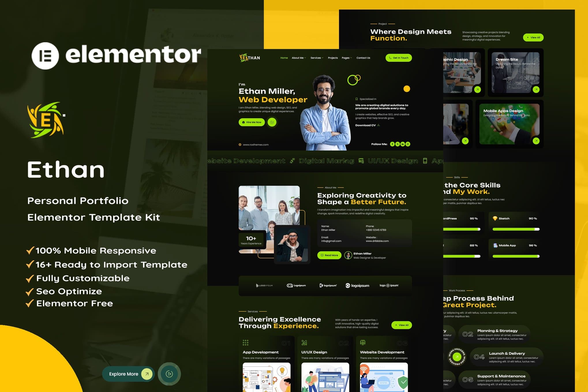 Ethan - Personal Portfolio Elementor Template