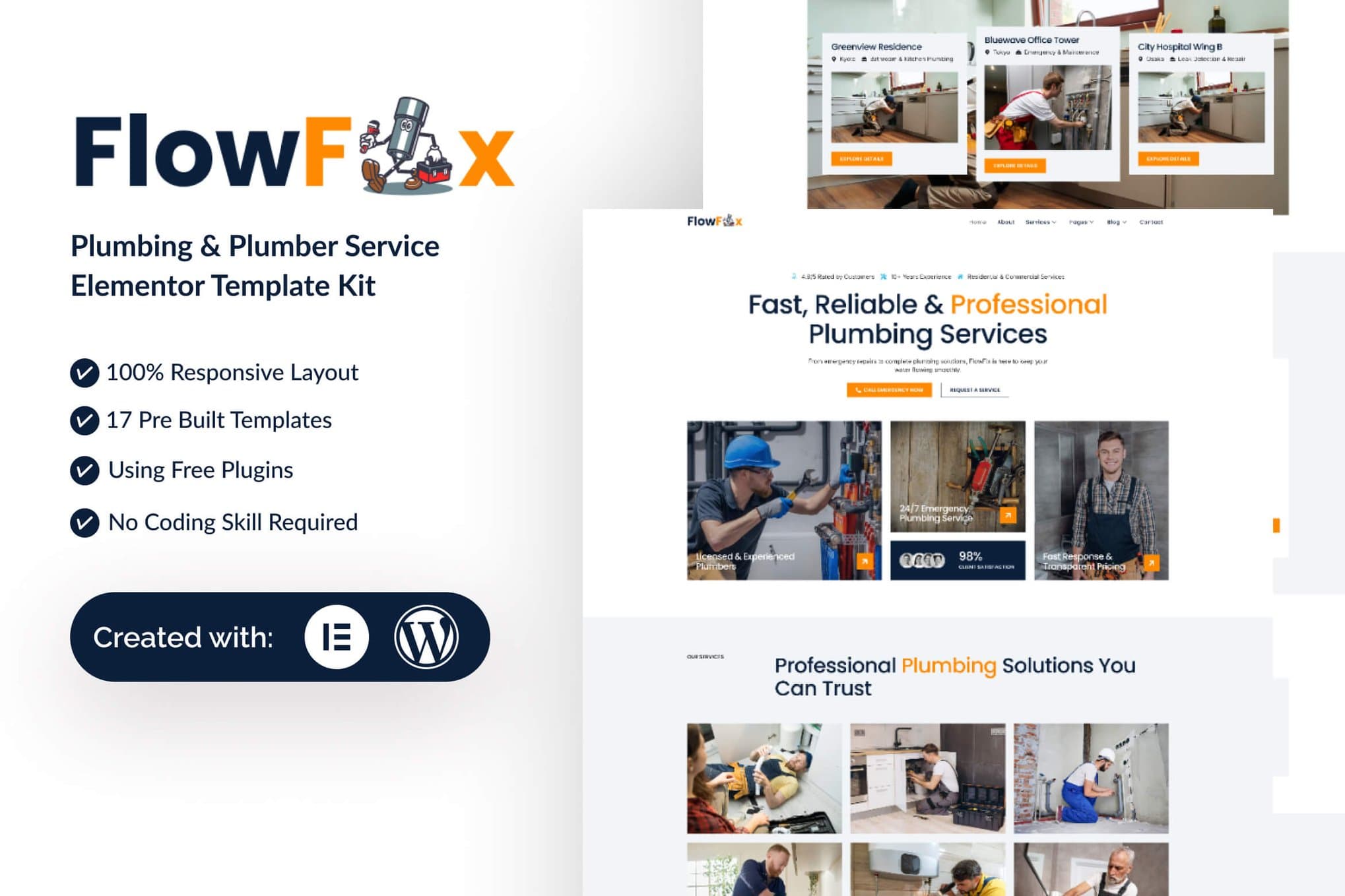 FlowFix - Plumbing & Plumber Service Elementor Template