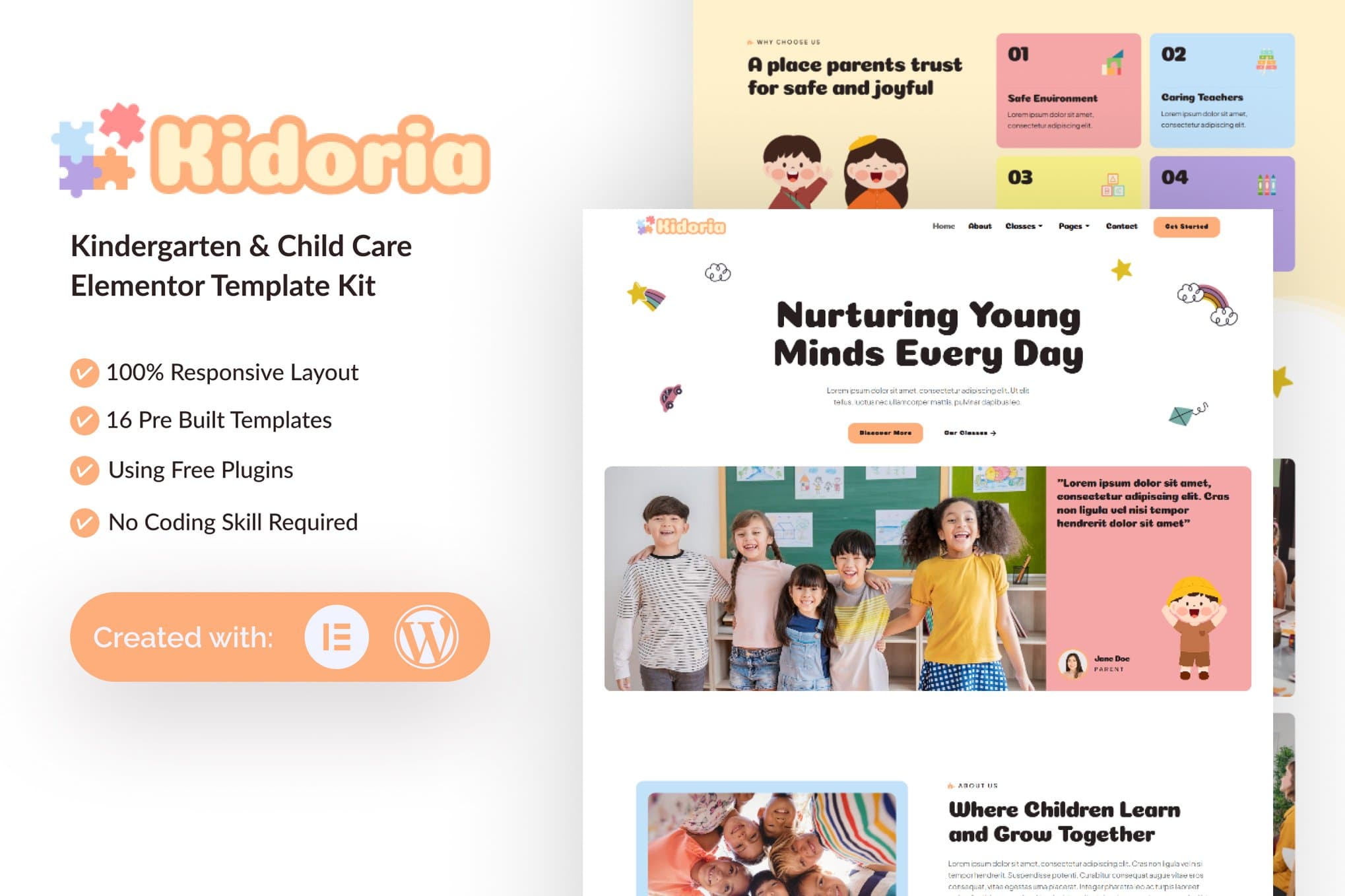 Kidoria - Kindergarten & Child Care Elementor Template