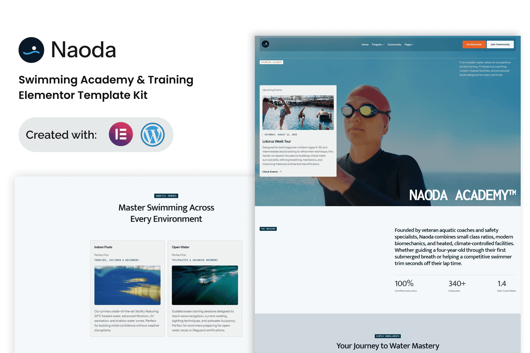 Naoda - Swimming Academy & Training Elementor Template