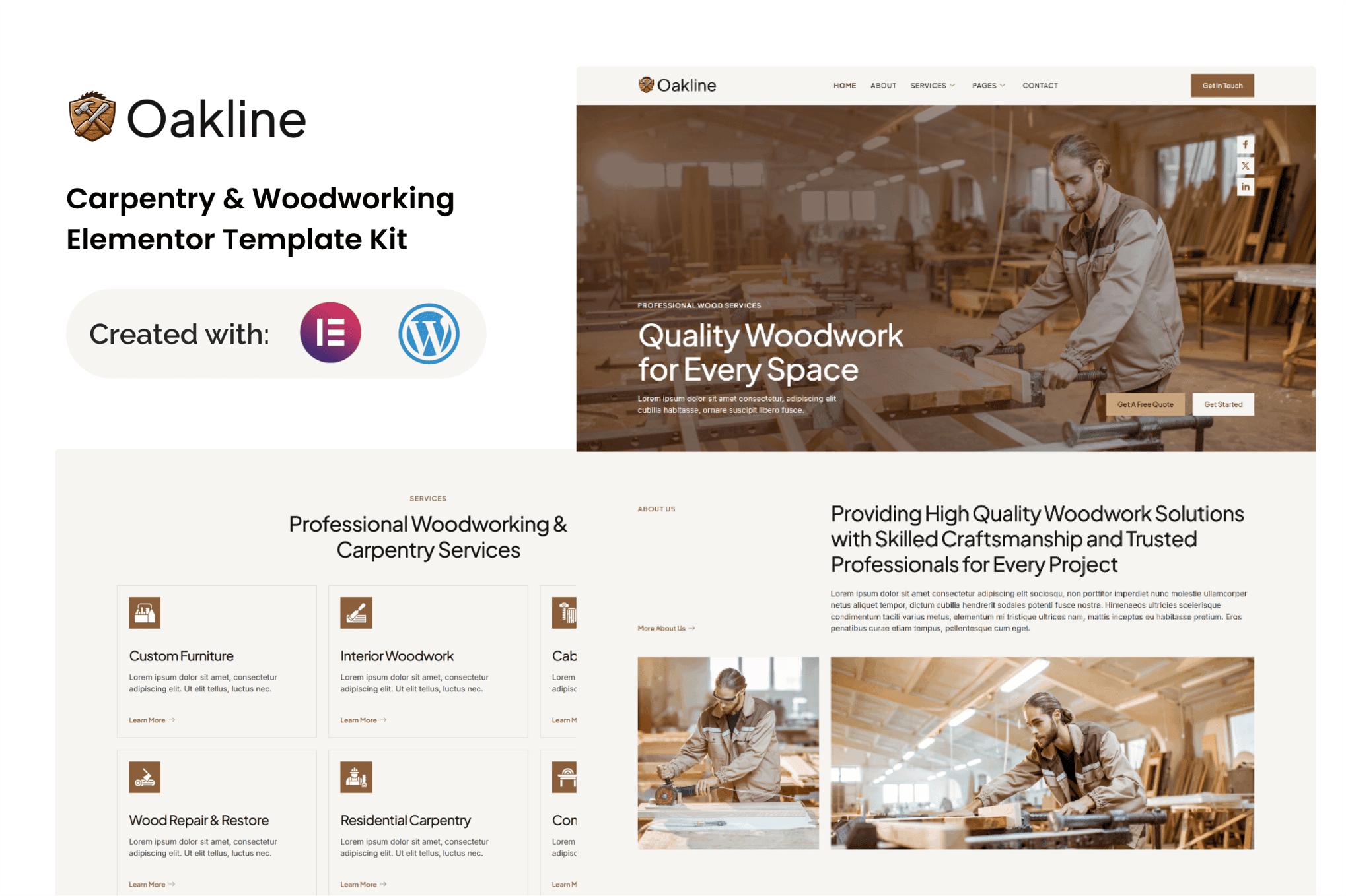 Oakline - Carpentry & Woodworking Elementor Template