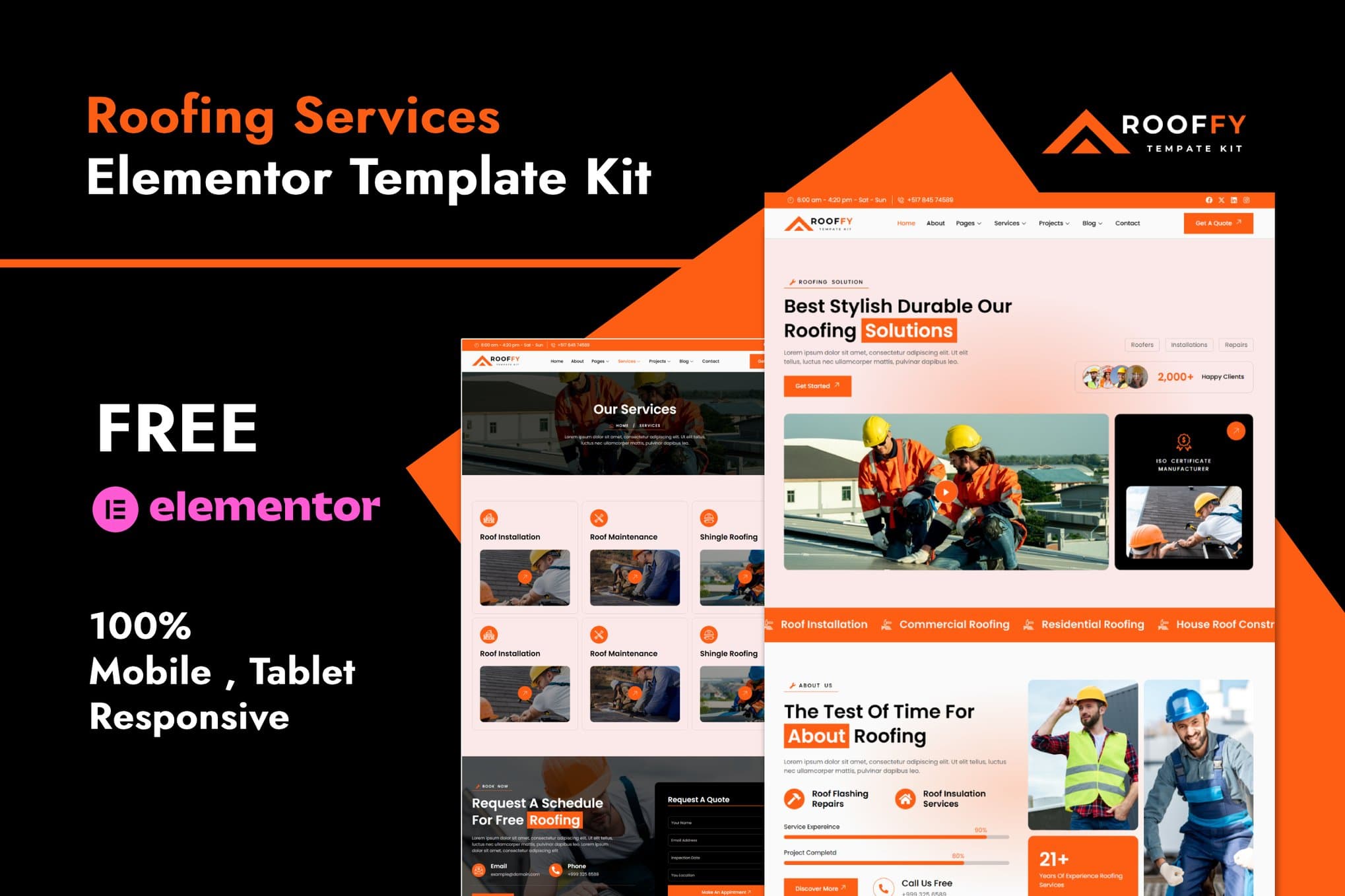 Rooffy - Roofing Services Elementor Template