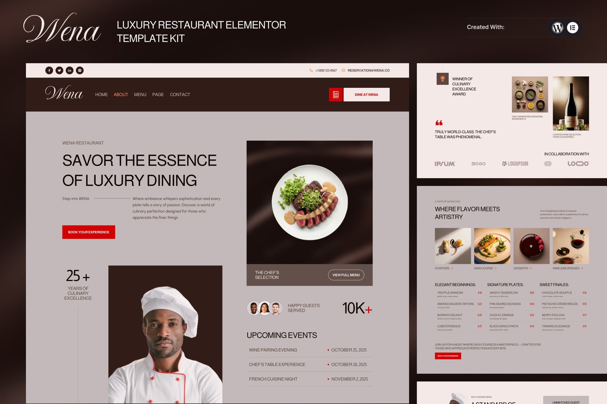 Wena - Luxury Restaurant Elementor Template