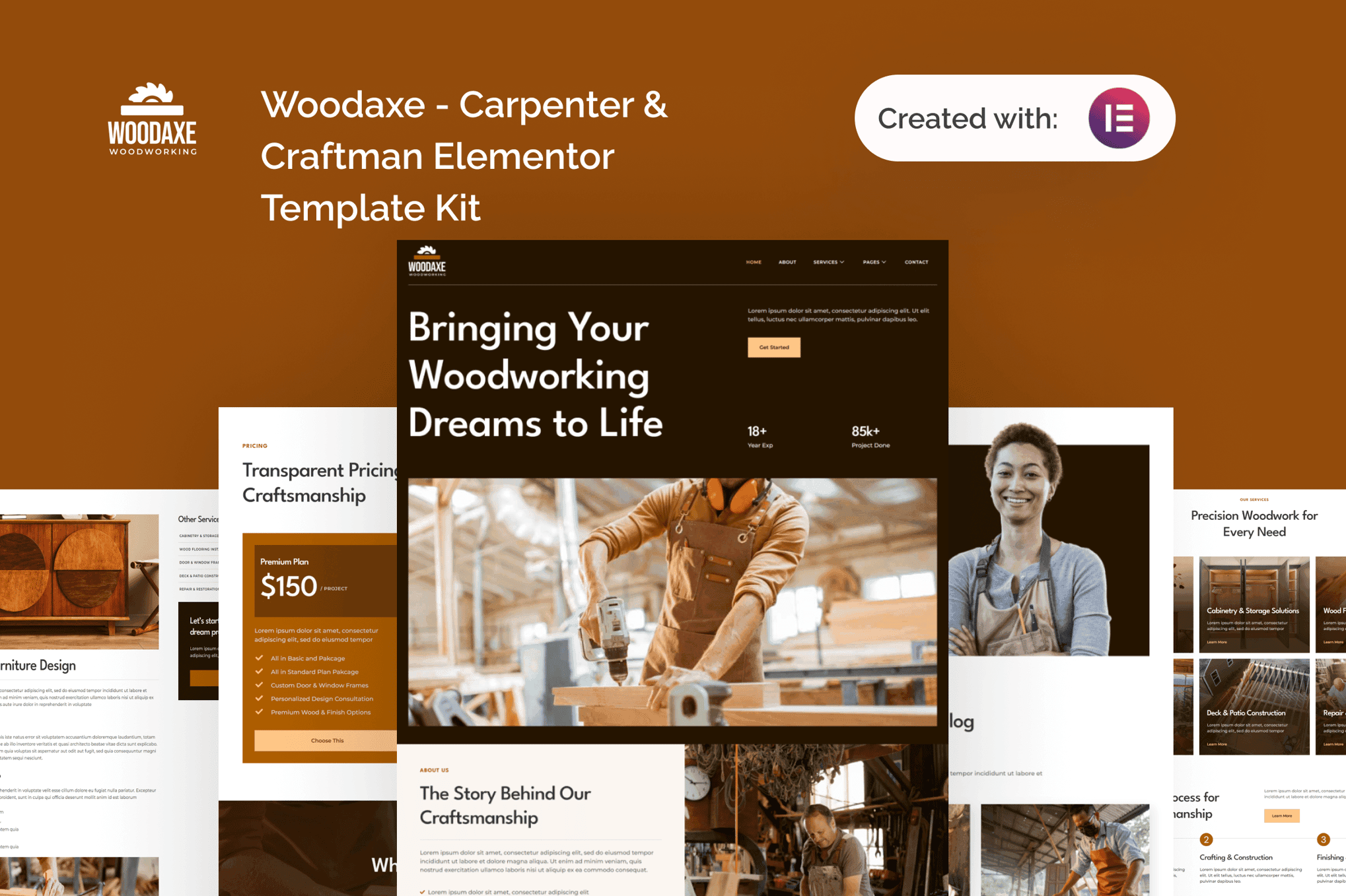 Woodaxe - Carpenter & Craftman Elementor Template