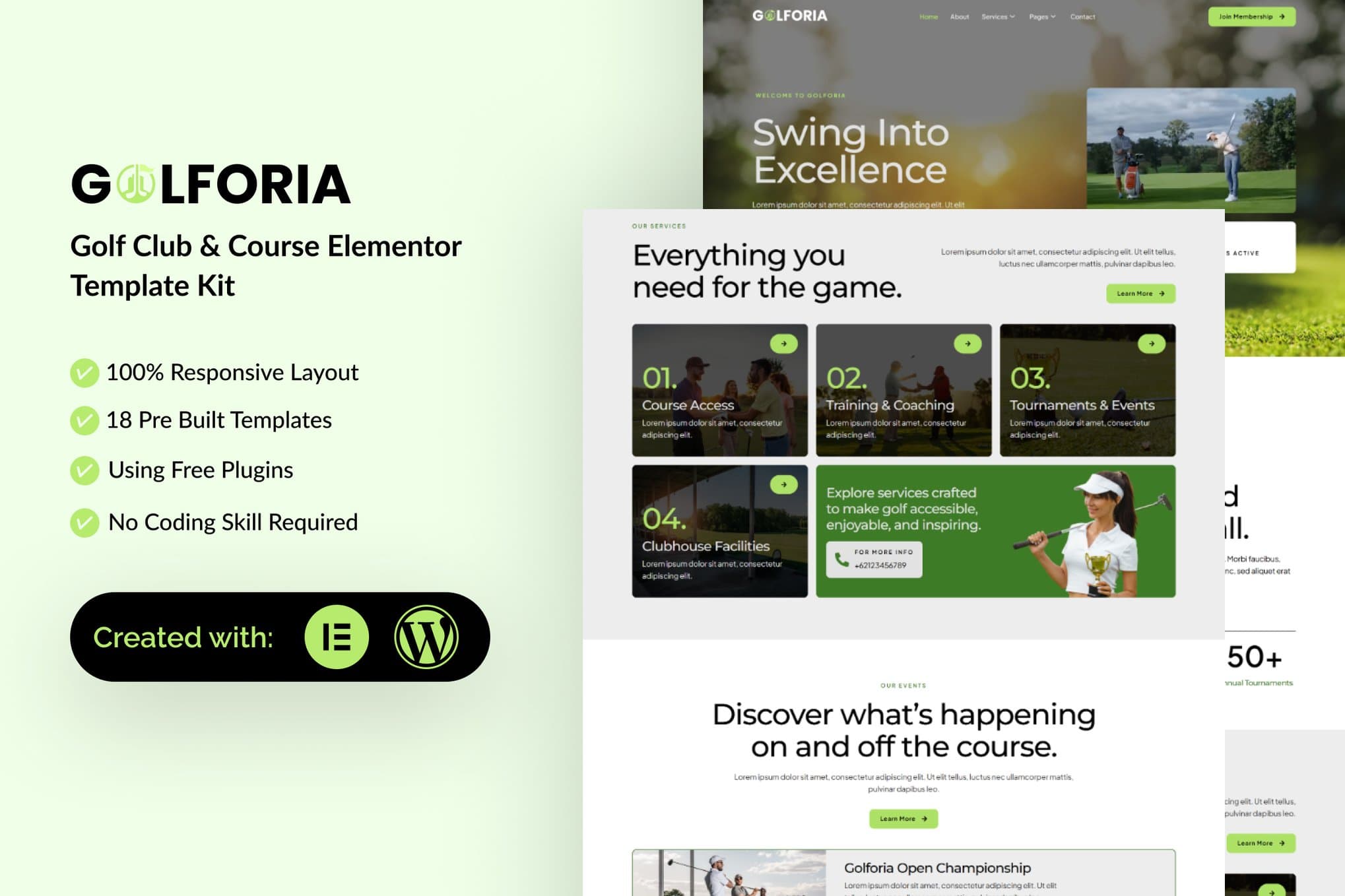 Golforia - Golf Club & Course Elementor Template