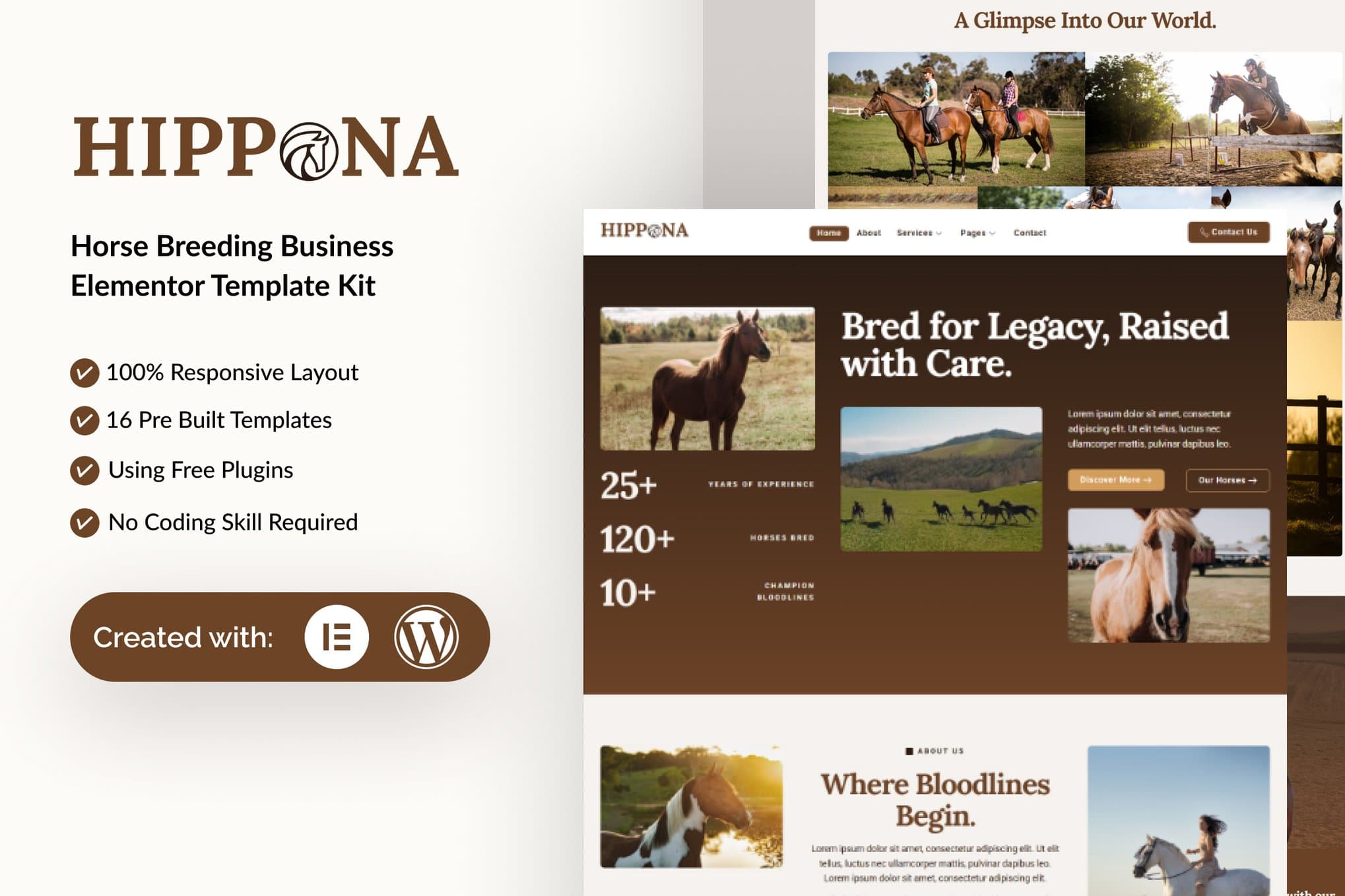 Hippona - Horse Breeding Business Elementor Template