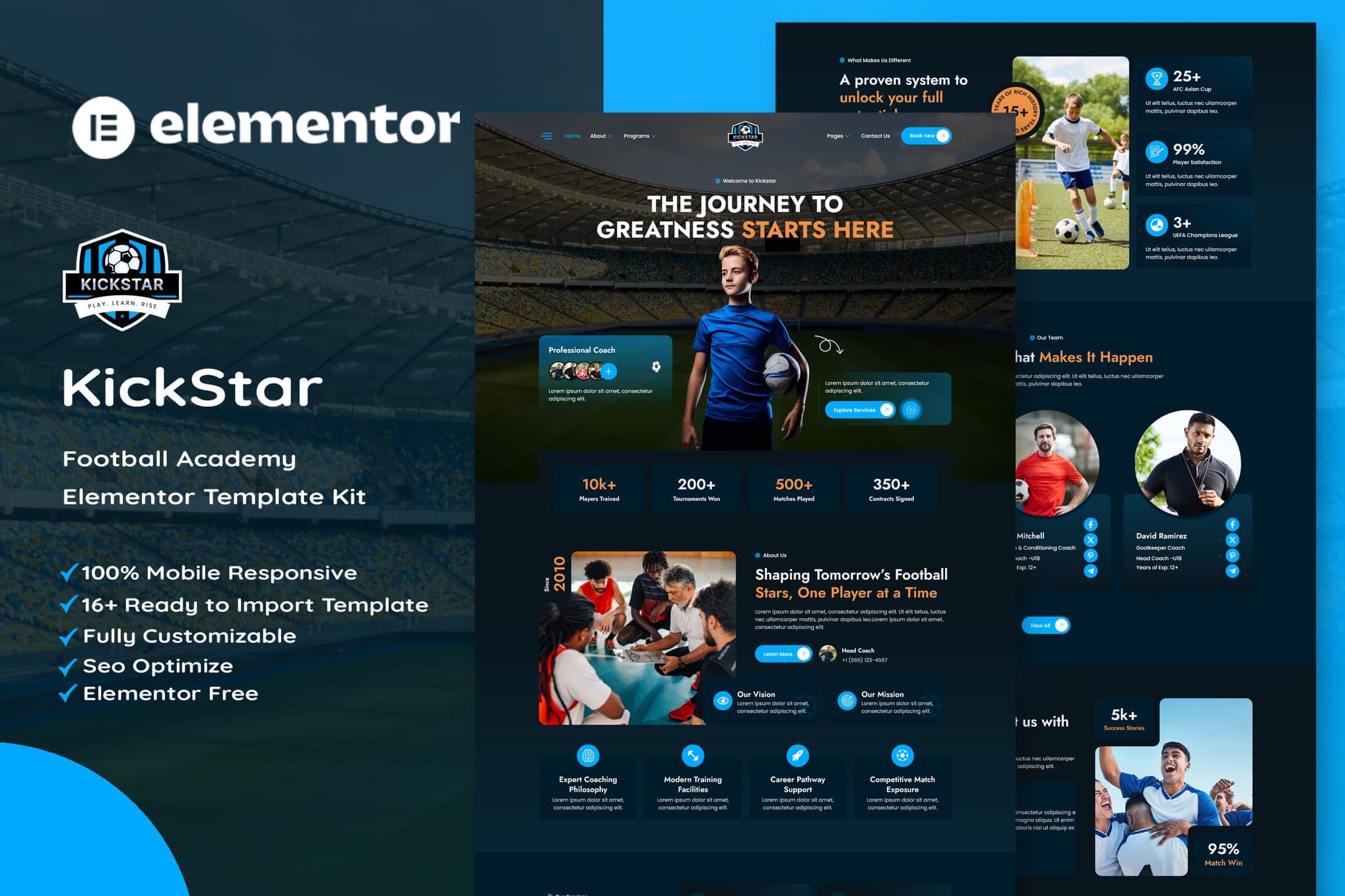 Kickstar - Football Academy Elementor Template