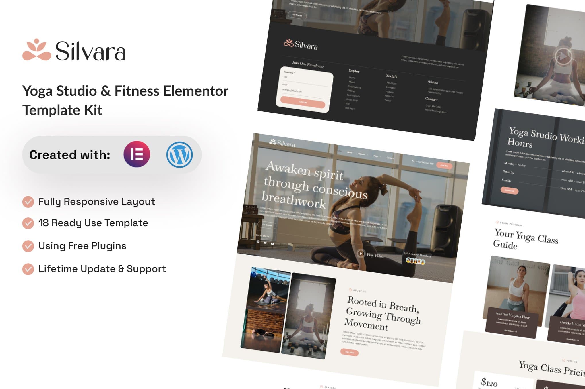 Silvara - Yoga Studio & Fitness Elementor Template