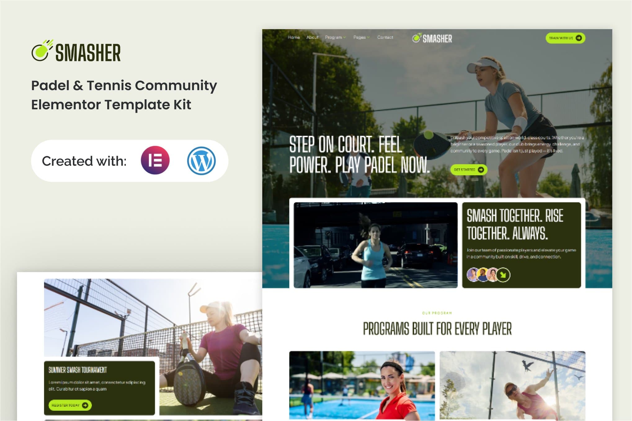 Smasher - Padel Tennis Community Elementor Template