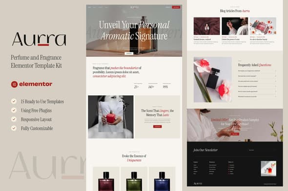 Aurra - Perfume and Fragrance Elementor Template