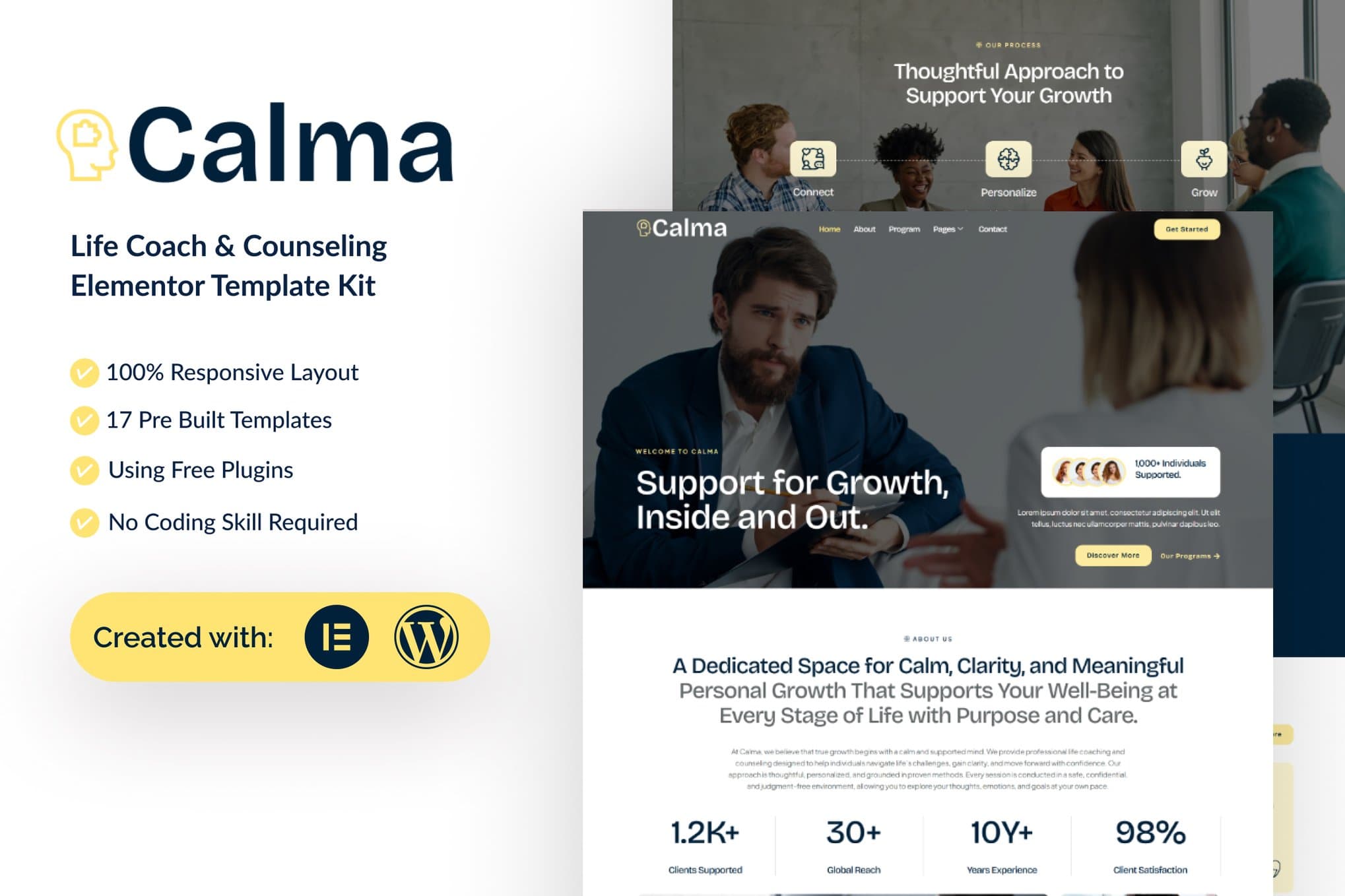 Calma - Life Coach & Counseling Elementor Template