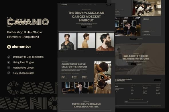 Cavanio - Barbershop & Hair Studio Elementor Template