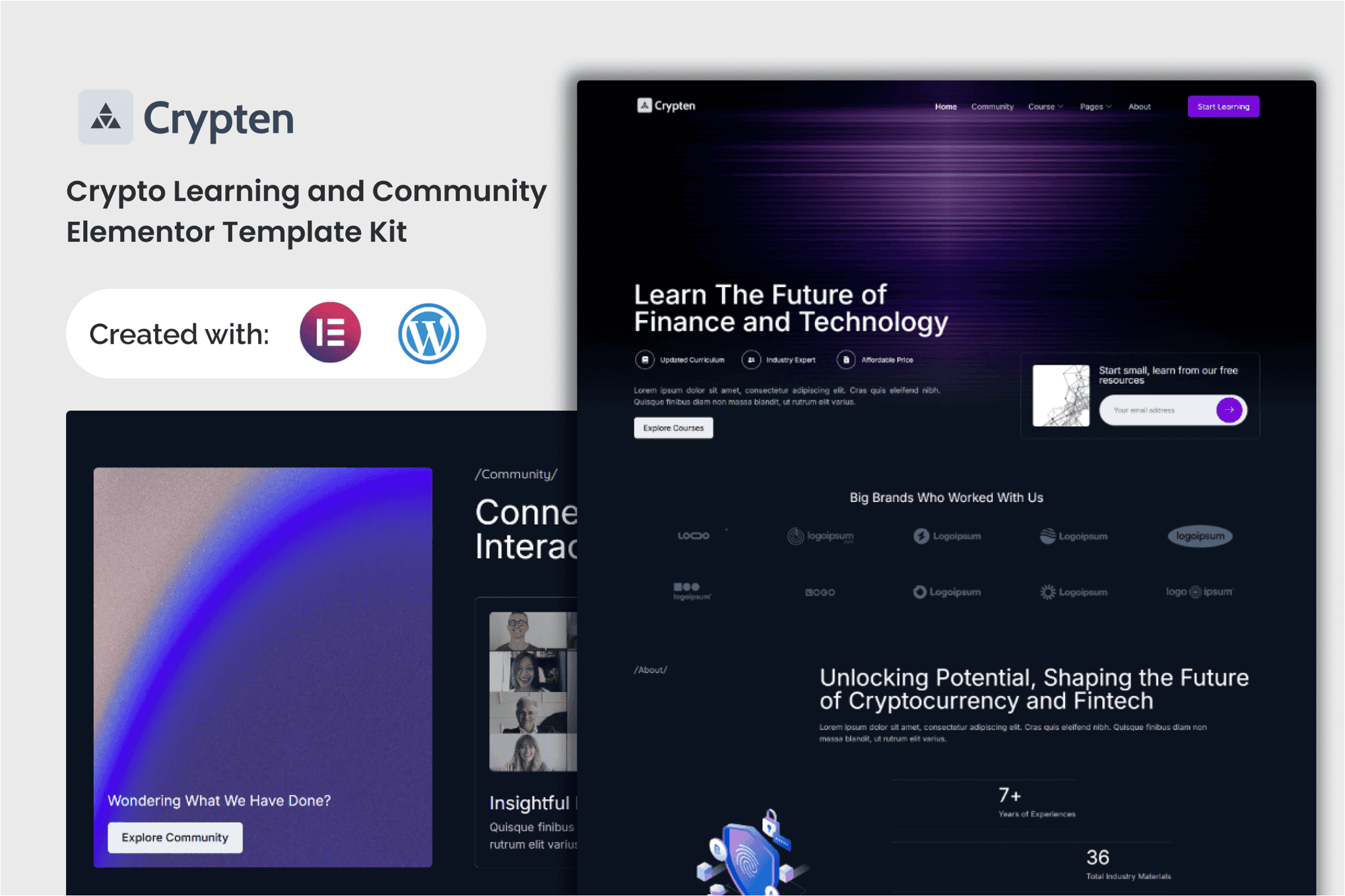 Crypten - Crypto Learning and Community Elementor Template