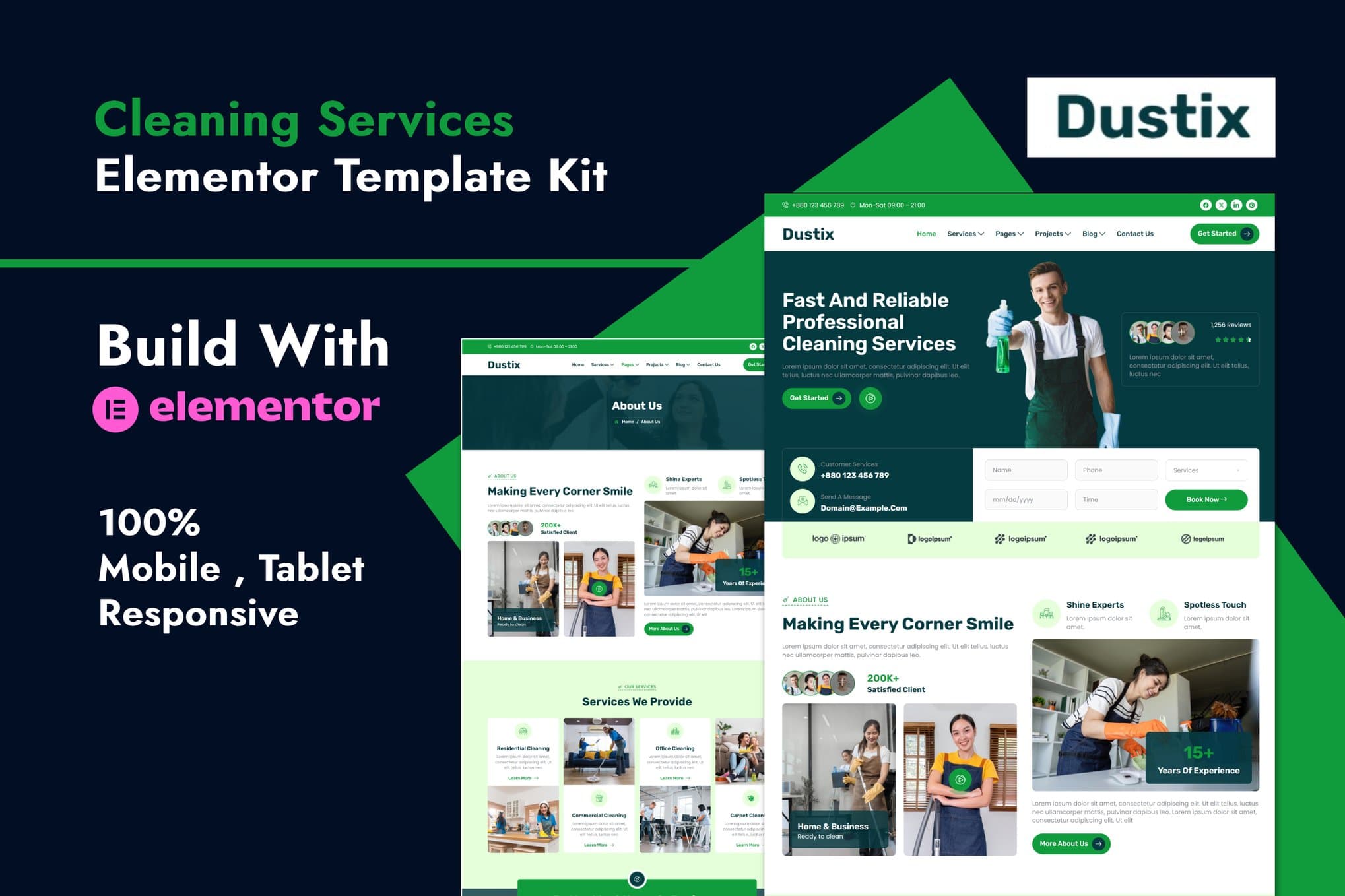Dustix - Cleaning Services Elementor Template