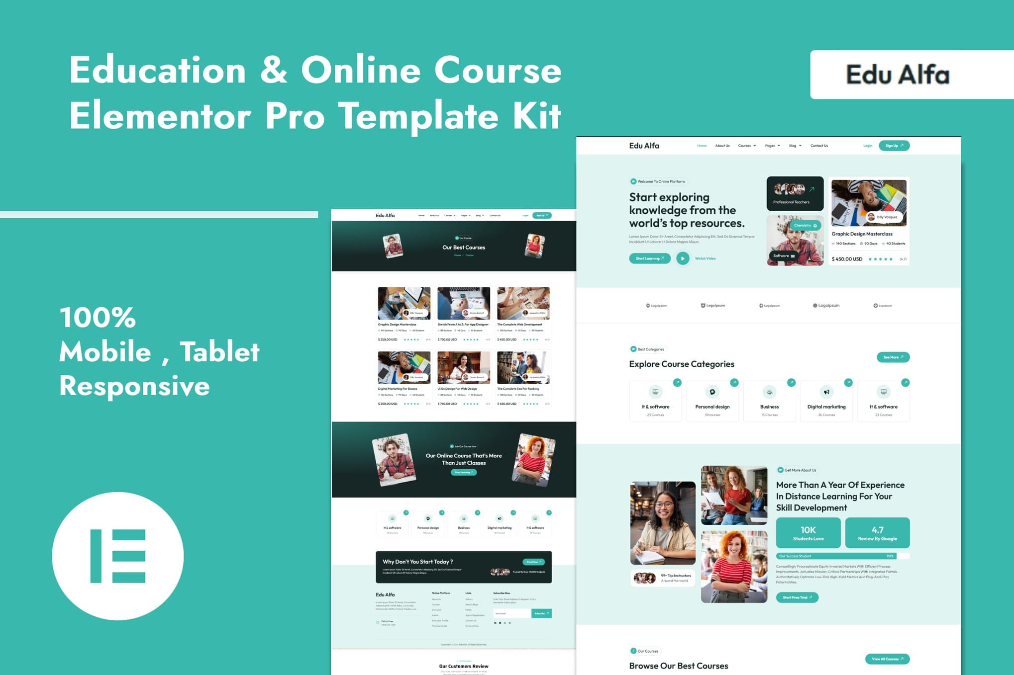EduAlfa - Education & Online Course Elementor Pro Elementor Template