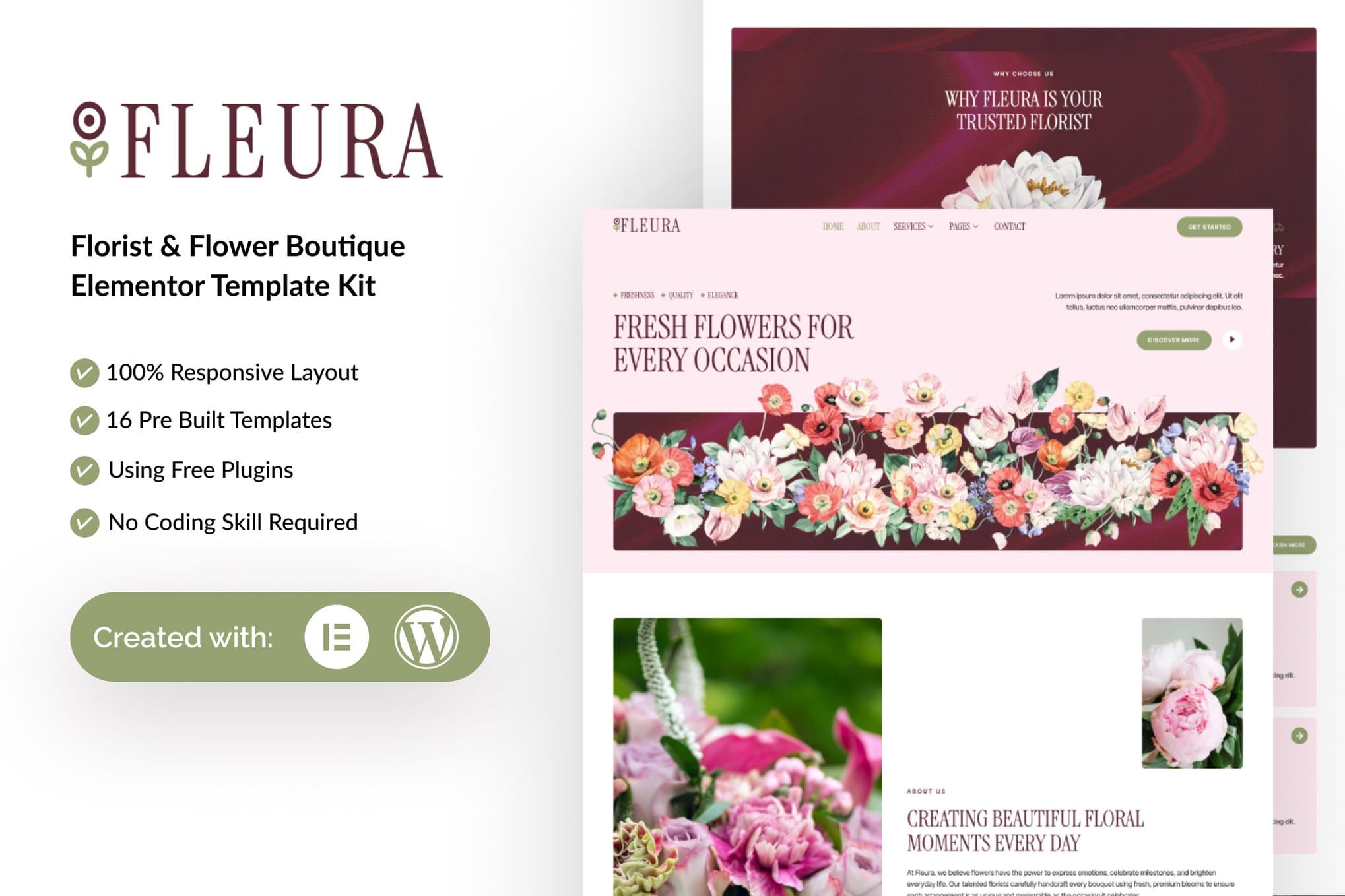 Fleura - Florist & Flower Boutique Elementor Template