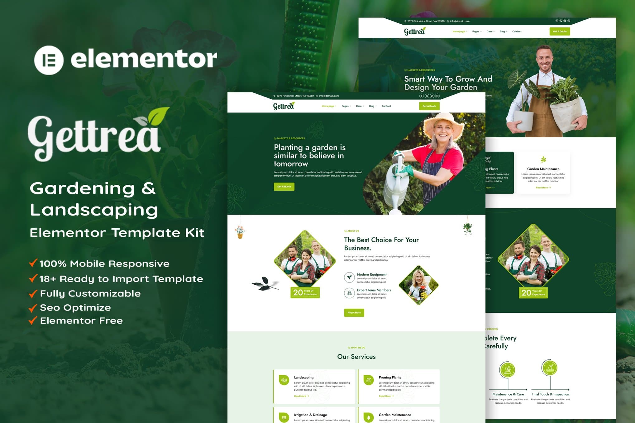 Gettrea - Gardening & Landscaping Elementor Template