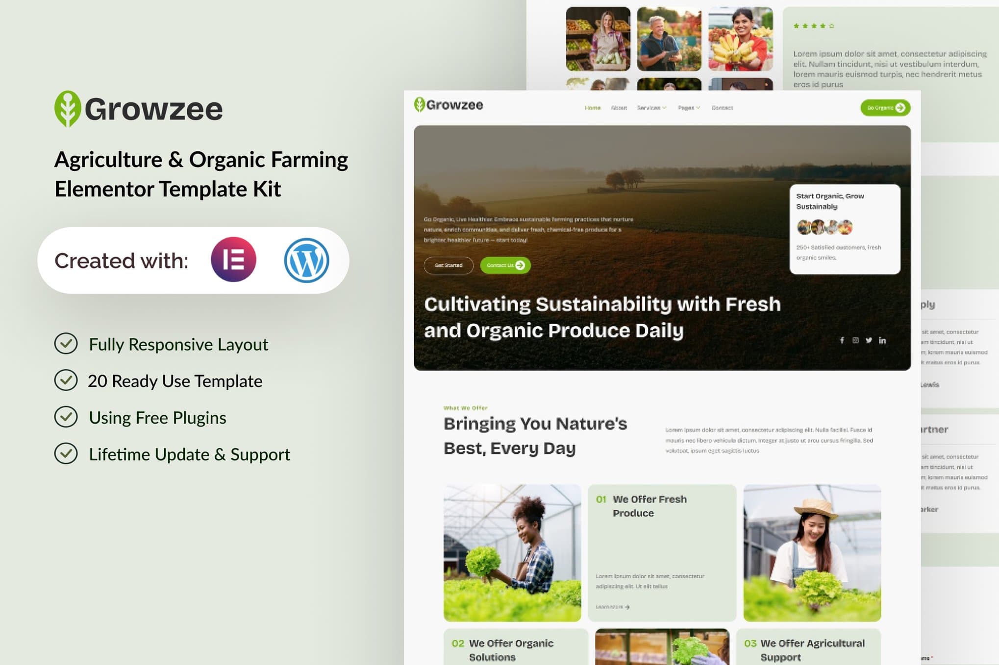 Growzee - Agriculture & Organic Farming Elementor Template