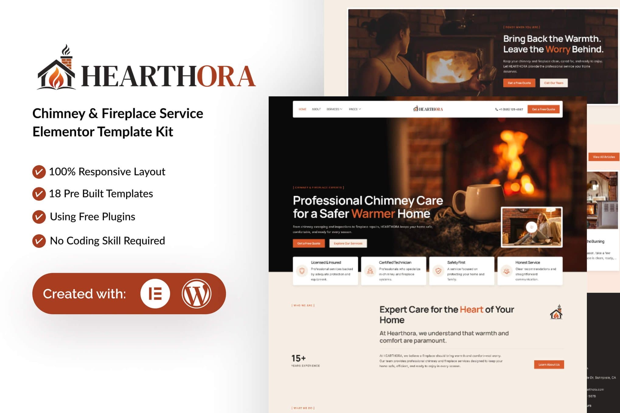 Hearthora - Chimney & Fireplace Services Elementor Template