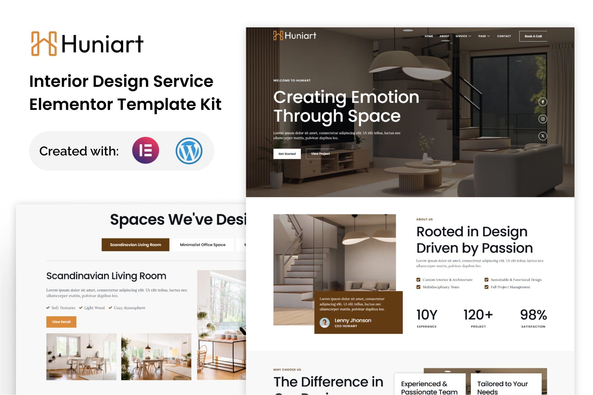 Huniart - Interior Design Service Elementor Template