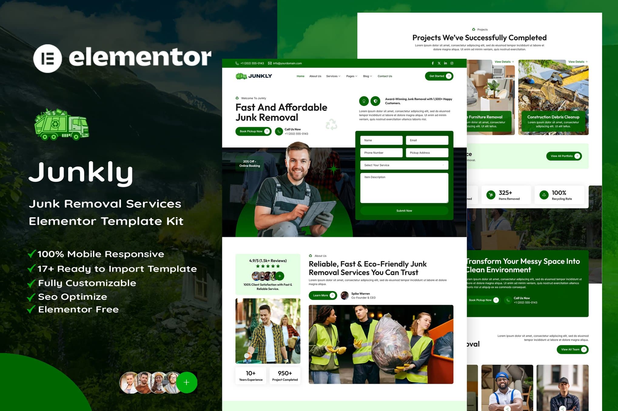 Junkly - Junk Removal Services Elementor Template