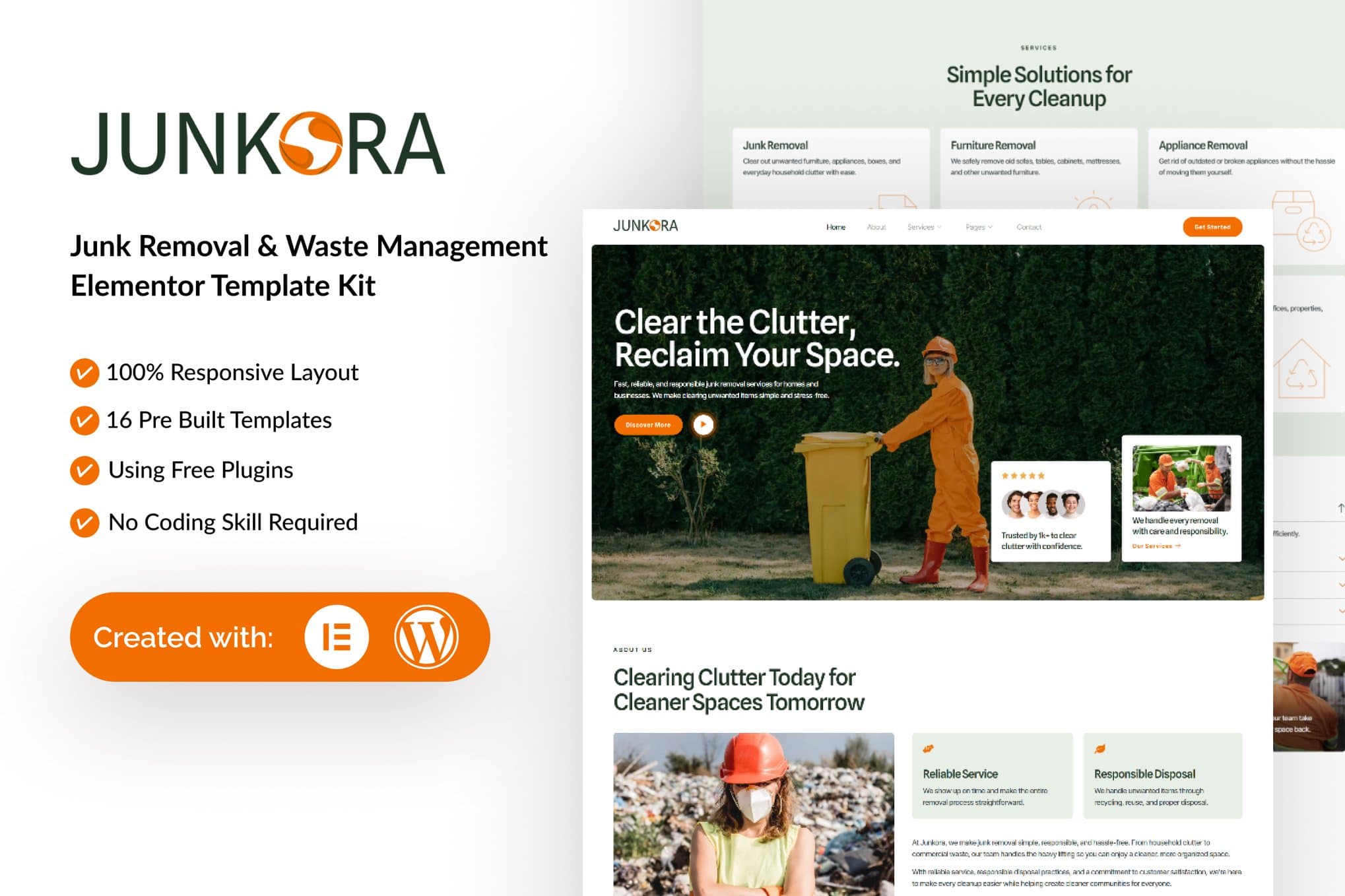 Junkora - Junk Removal & Waste Management Elementor Template