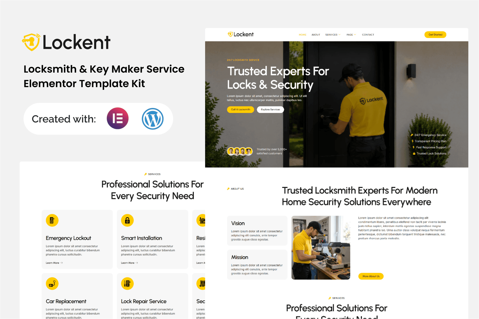 Lockent - Locksmith & Key Maker Service Elementor Template