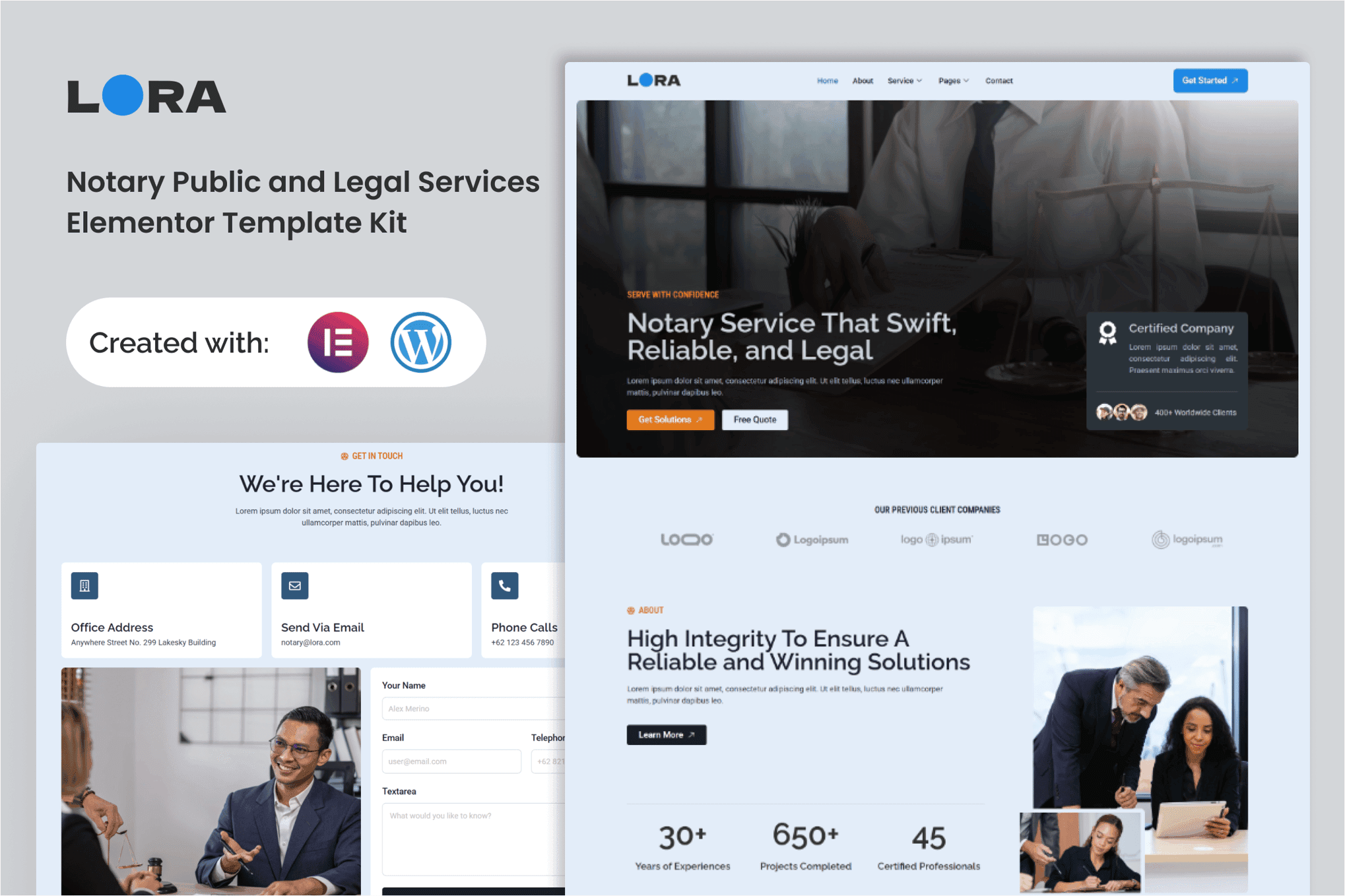 Lora - Notary Public & Legal Services Elementor Template