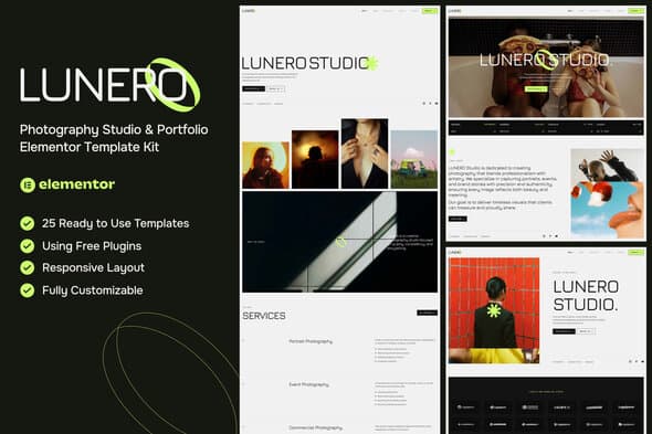 Lunero - Photography Studio & Portfolio Elementor Template