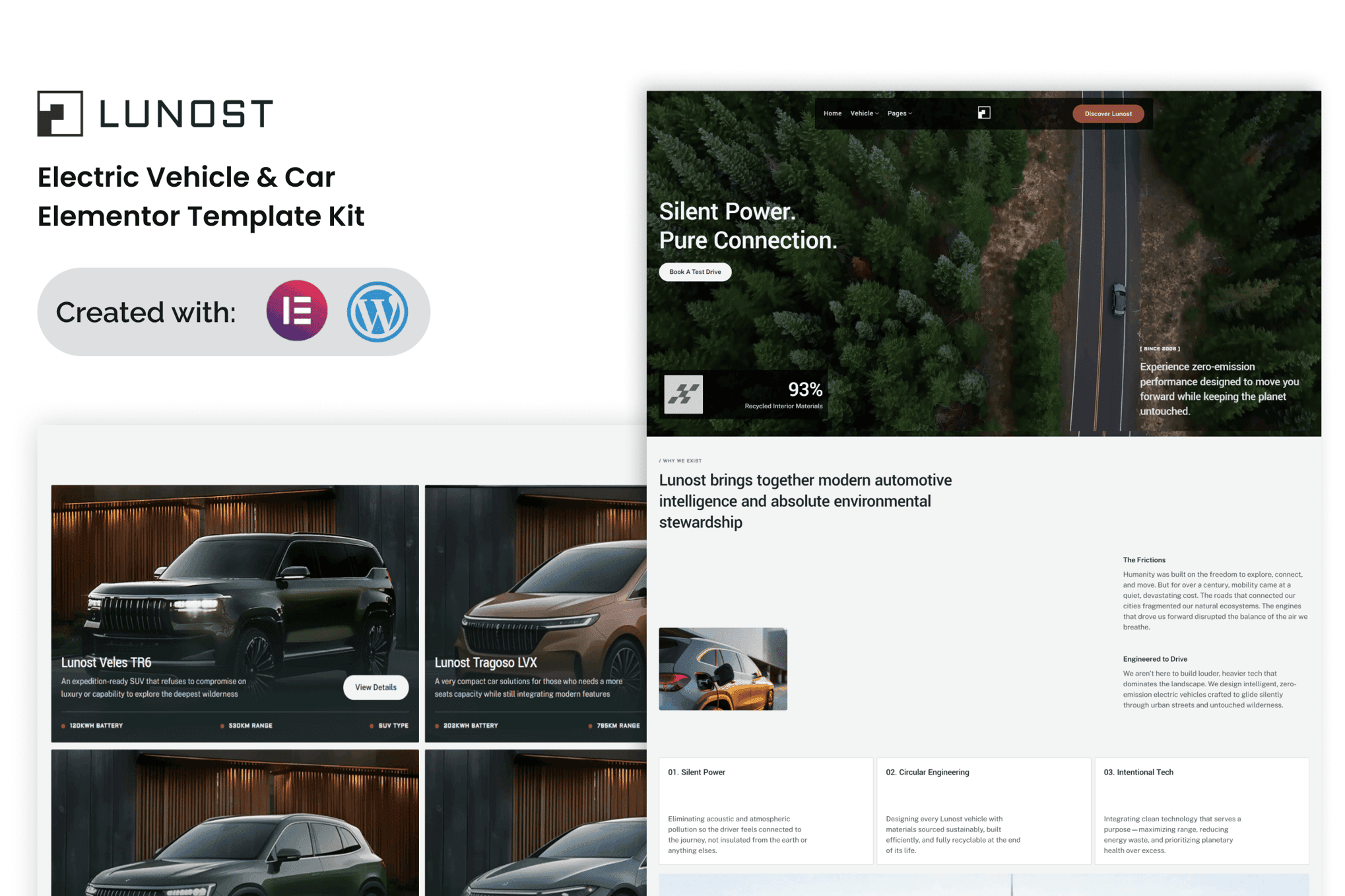 Lunost – Electric Vehicle Cars Elementor Template