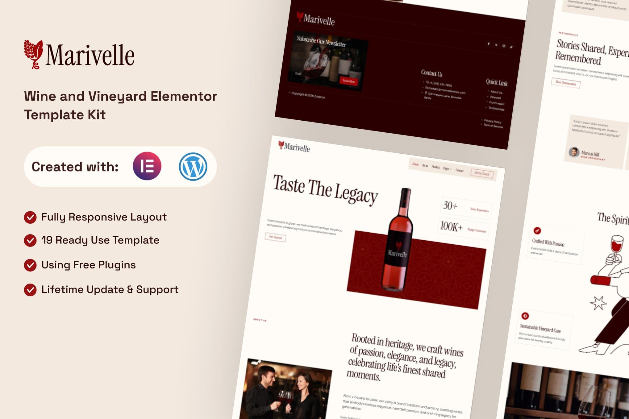 Marivelle - Wine and Vineyard Elementor Template
