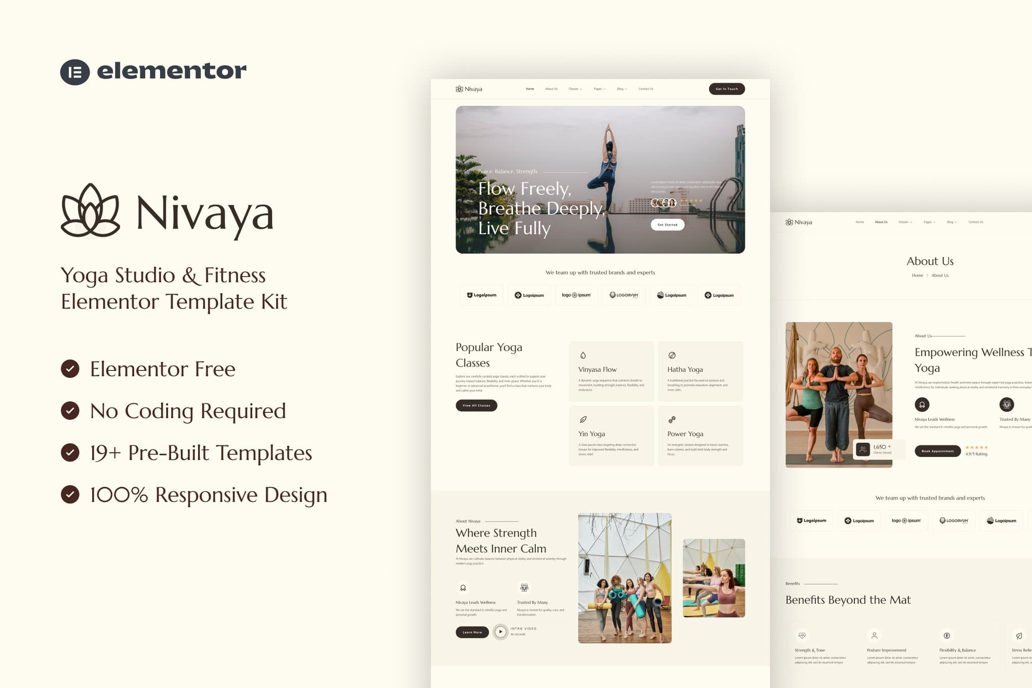 Nivaya - Yoga Studio & Fitness Elementor Template