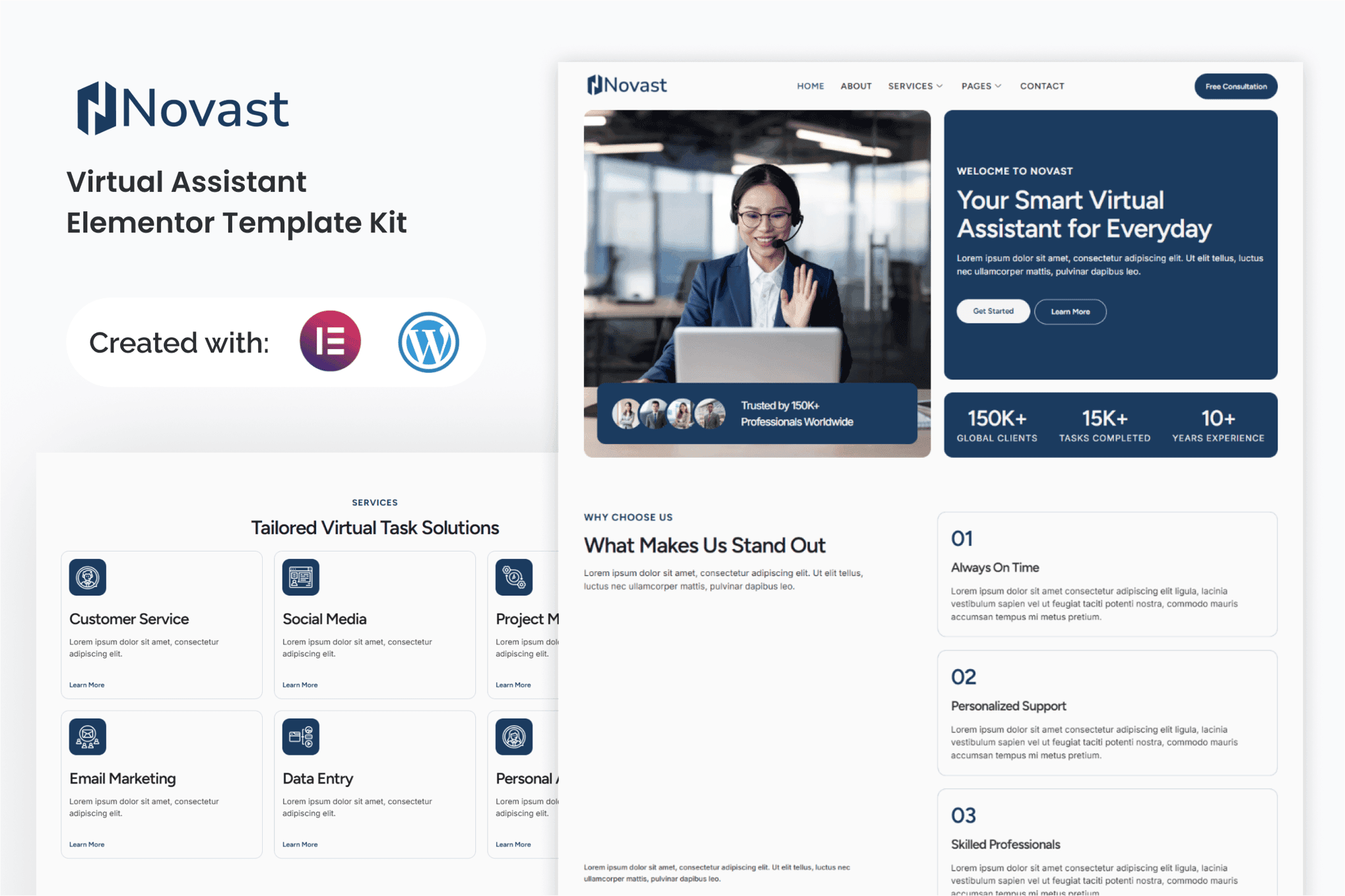 Novast - Virtual Assistant Elementor Template