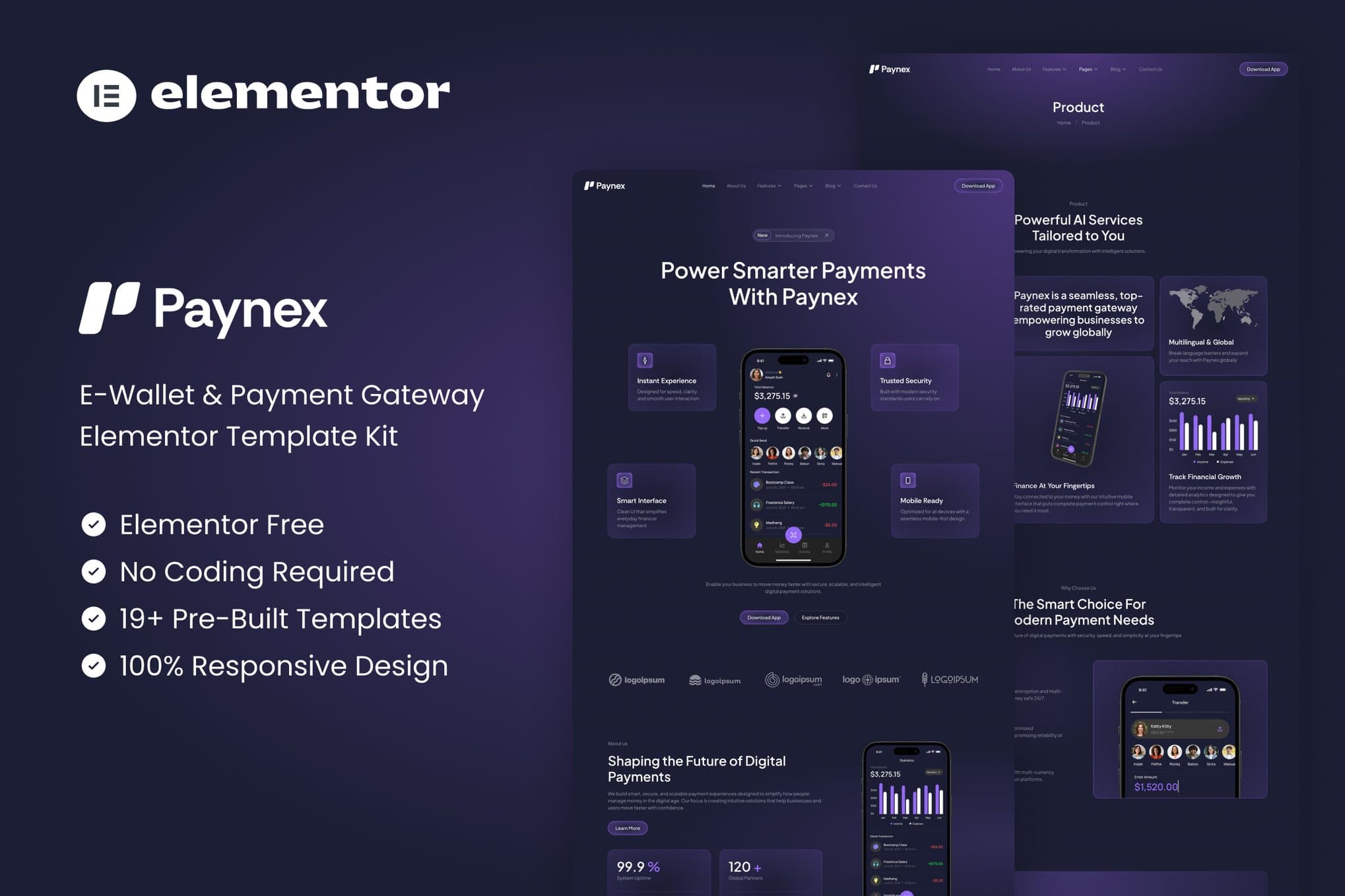 Paynex - E-Wallet & Payment Gateway Elementor Template