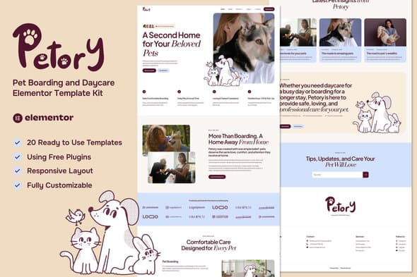 Petory - Pet Boarding & Daycare Elementor Template
