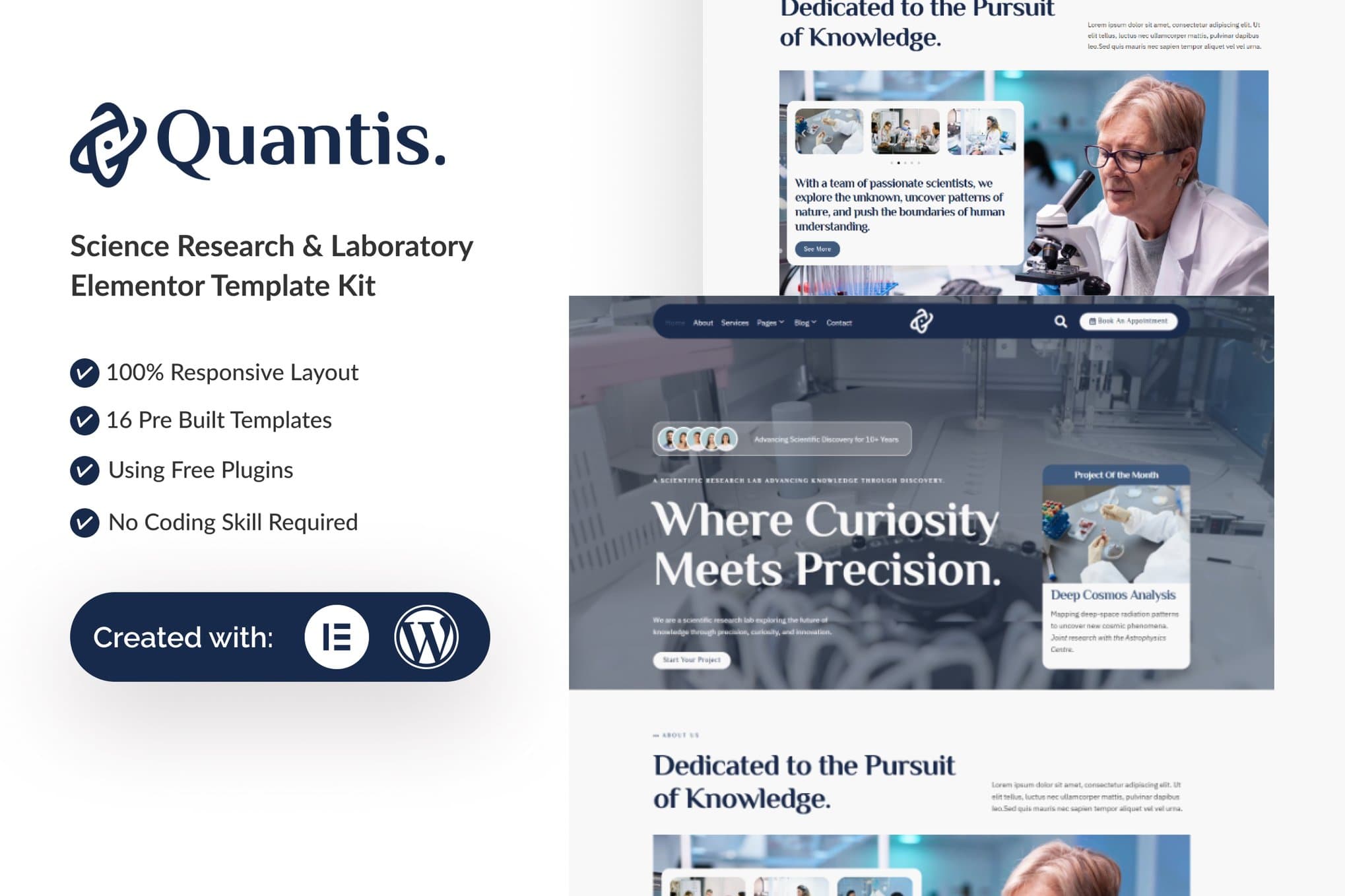 Quantis - Science Research & Laboratory Elementor Template
