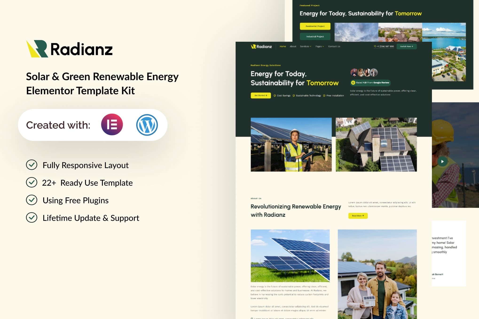 Radianz - Solar & Green Renewable Energy Elementor Template