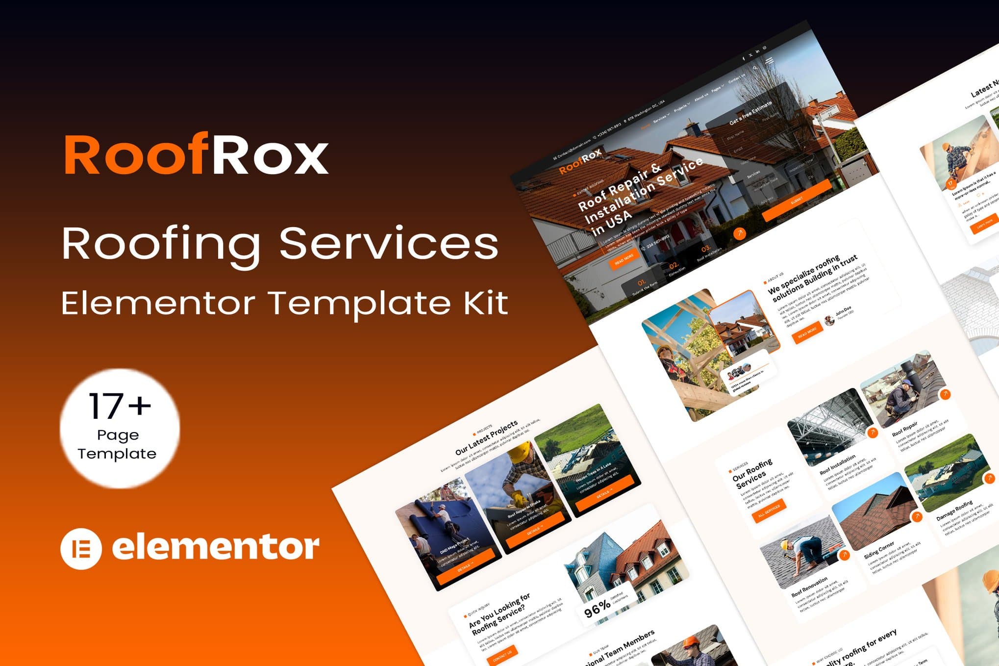 Roofrox - Roofing Services Elementor Template
