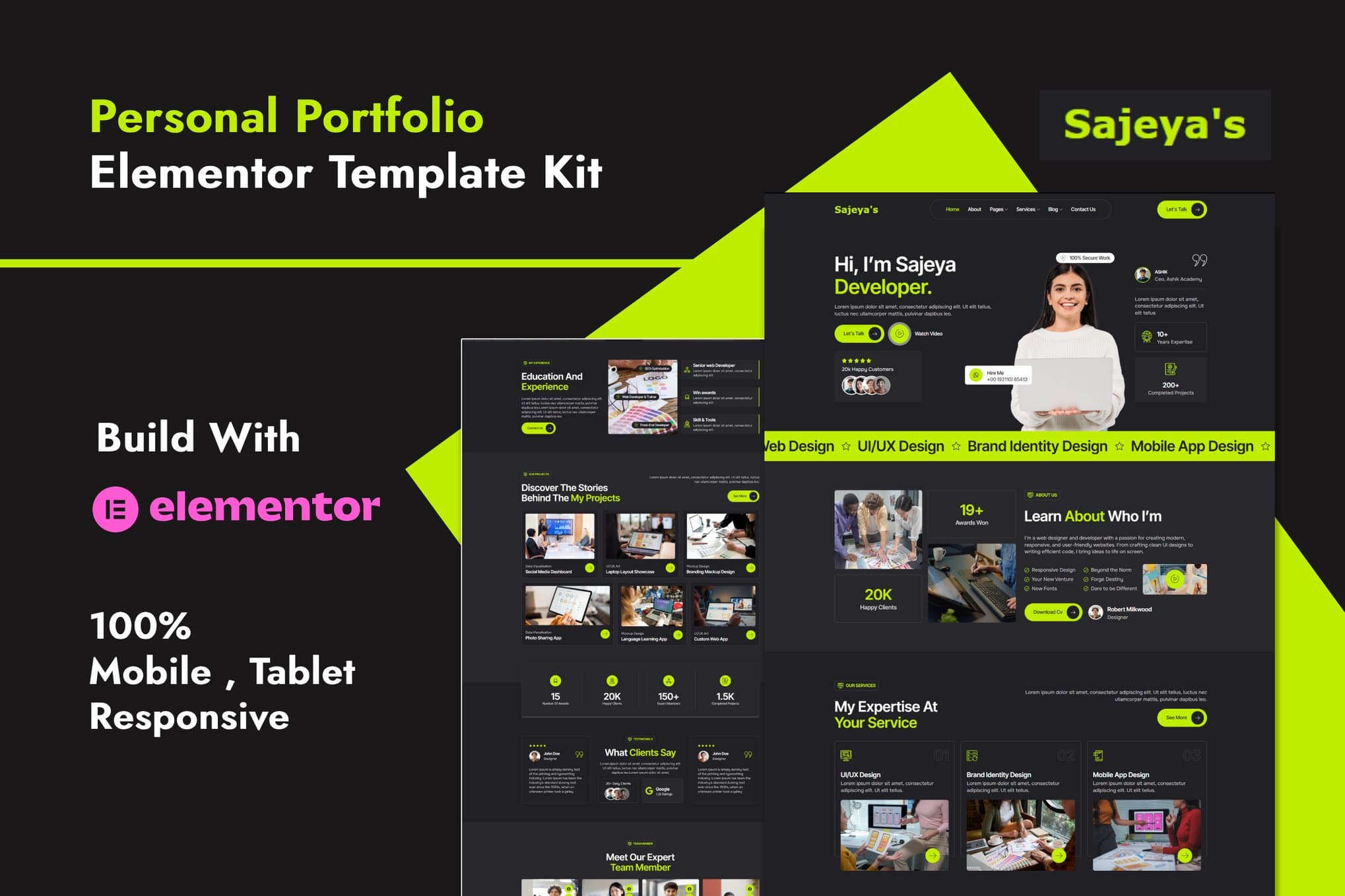 Sajeya - Personal Portfolio Elementor Template