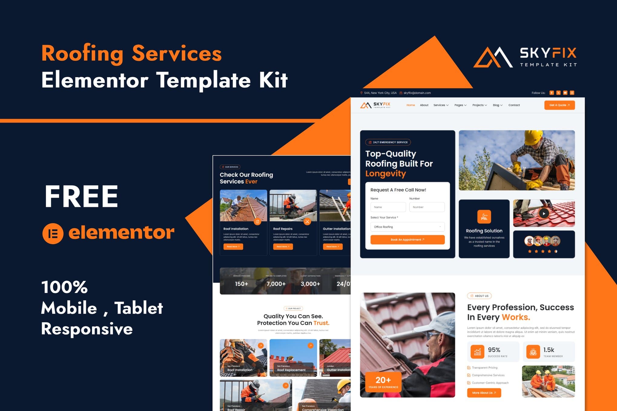 SkyFix - Roofing Services Elementor Template