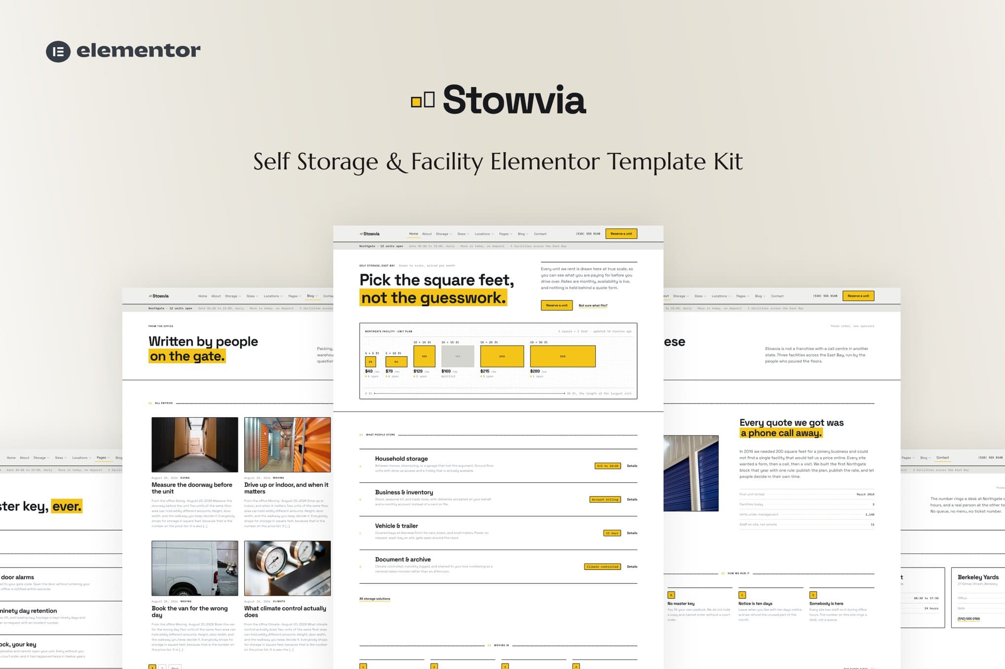 Stowvia - Self Storage & Facility Elementor Template