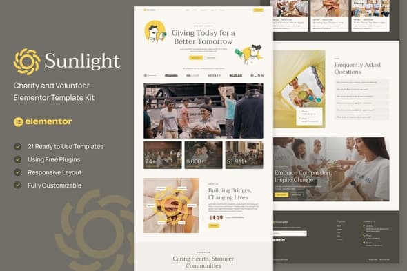 Sunlight - Charity and Volunteer Elementor Template