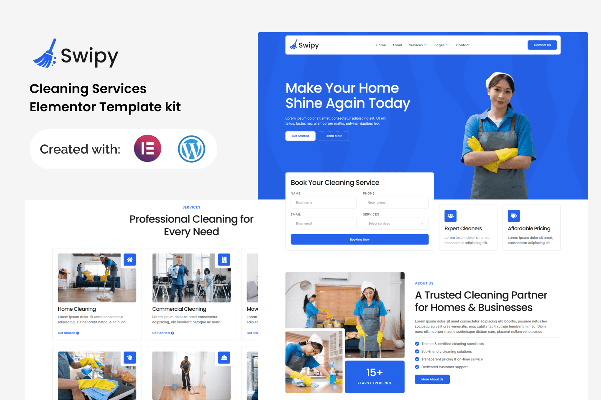 Swipy - Cleaning Services Elementor Template