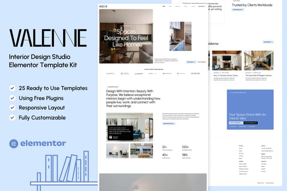 Valenne — Interior Design Studio Elementor Template