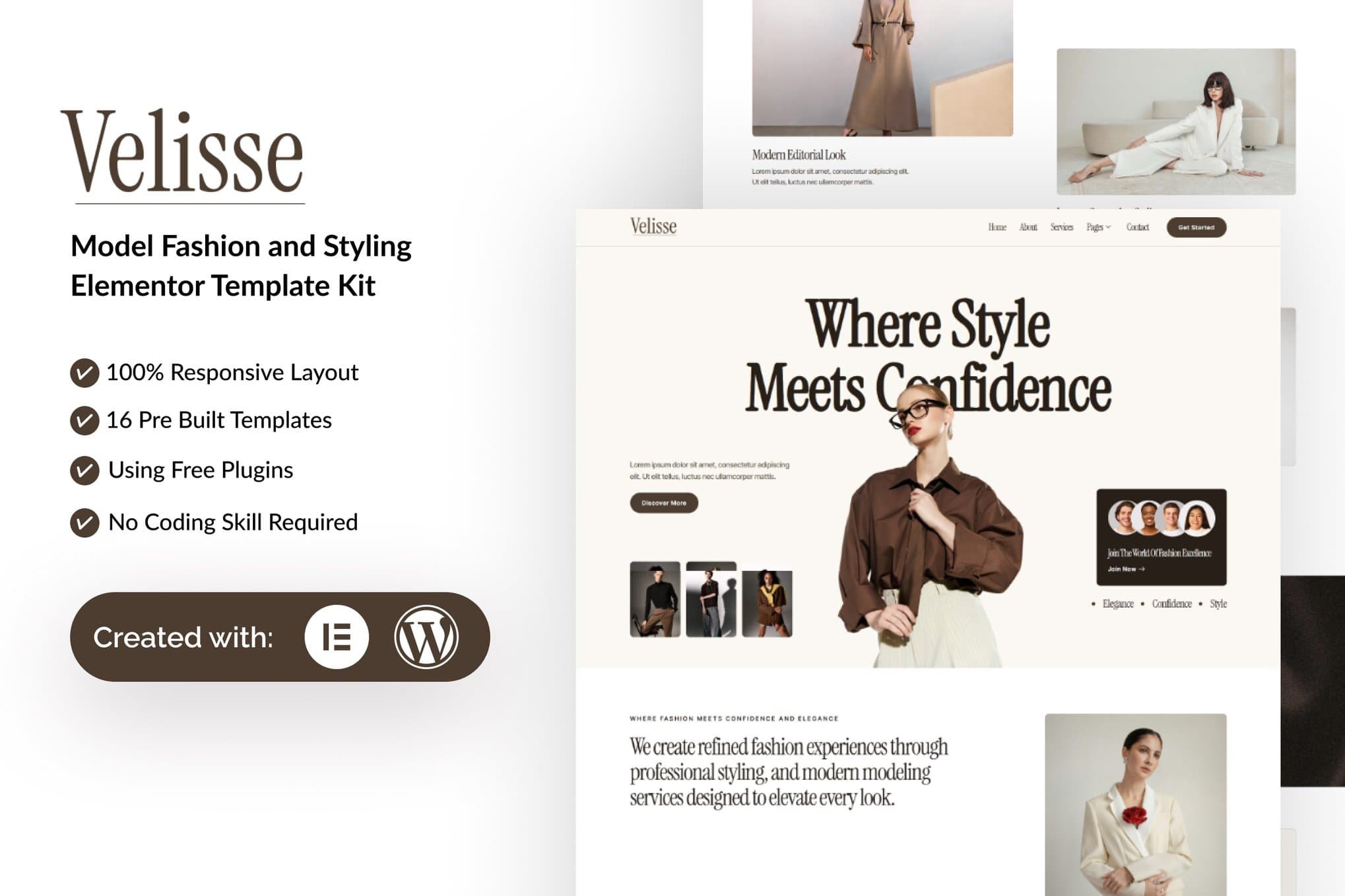 Velisse - Model Fashion & Styling Elementor Template