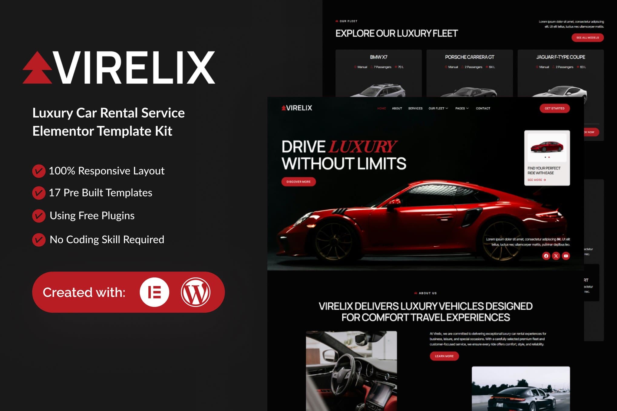 Virelix - Luxury Car Rental Service Elementor Template