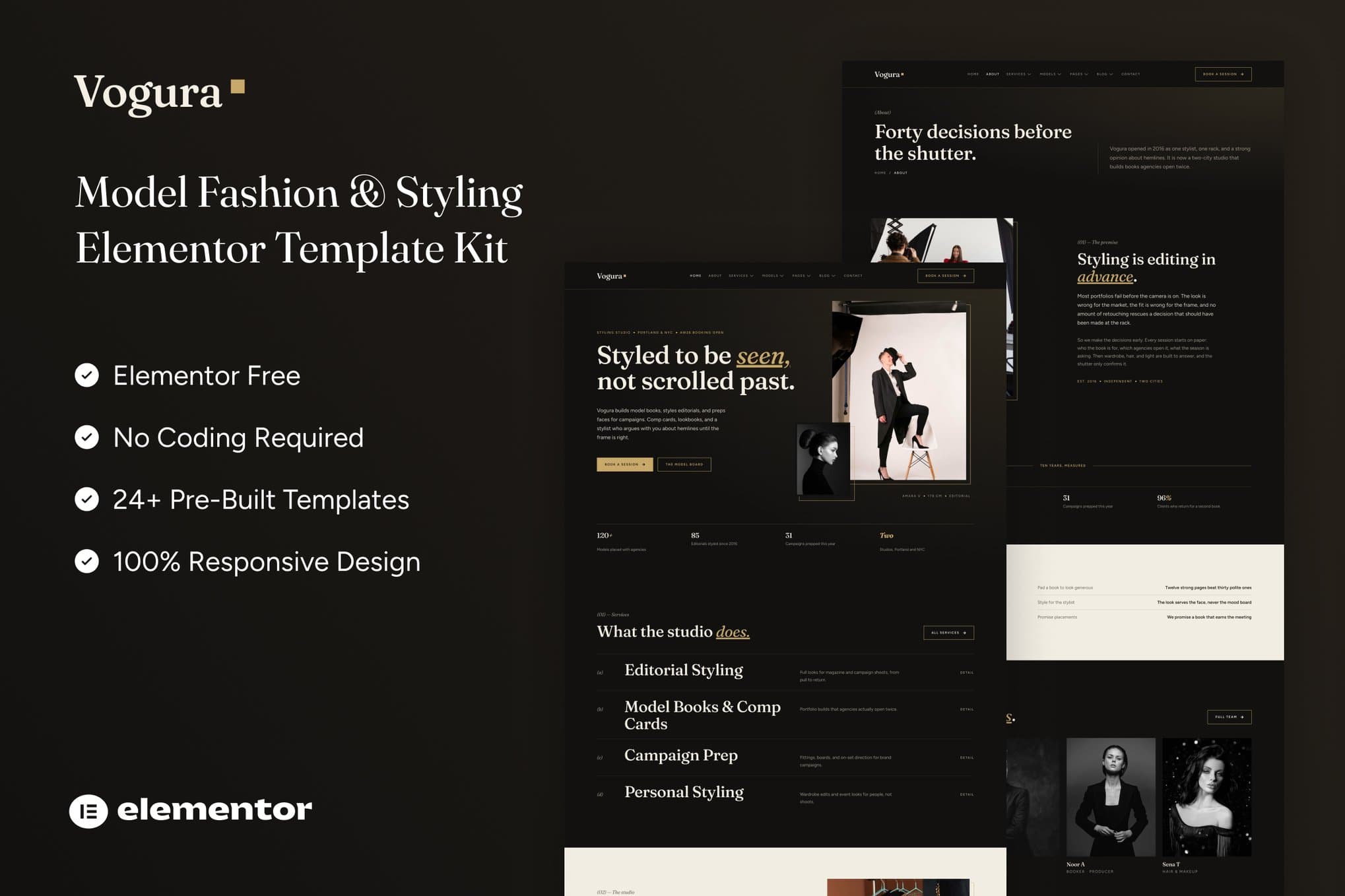 Vogura - Model Fashion & Styling Elementor Template