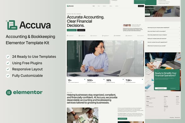 Accuva - Accounting & Bookkeeping Service Elementor Template