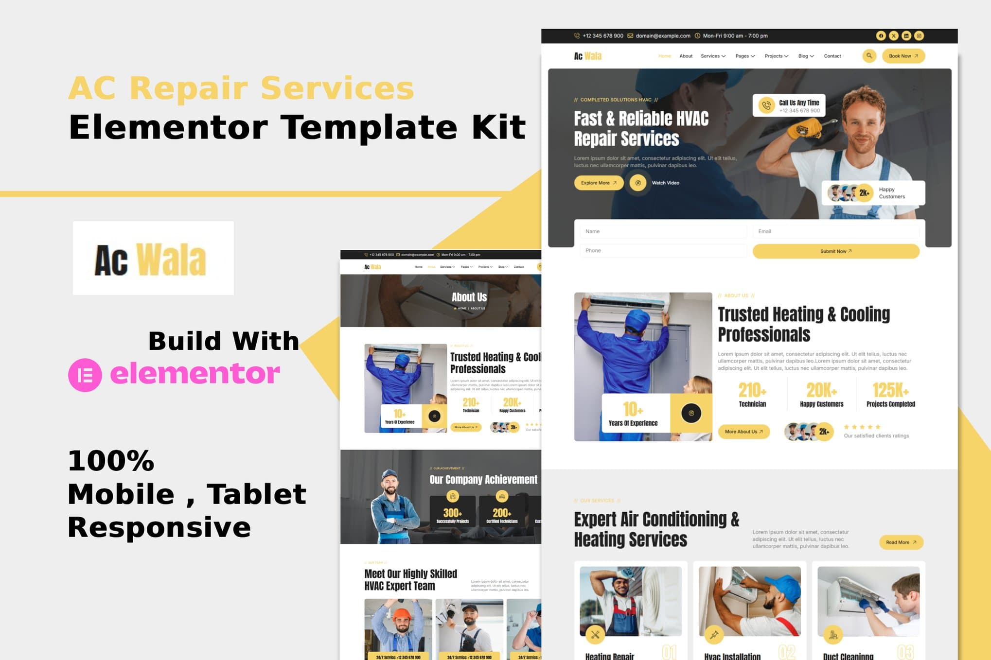 AcWala - Air Conditioner & HVAC Repair Elementor Template